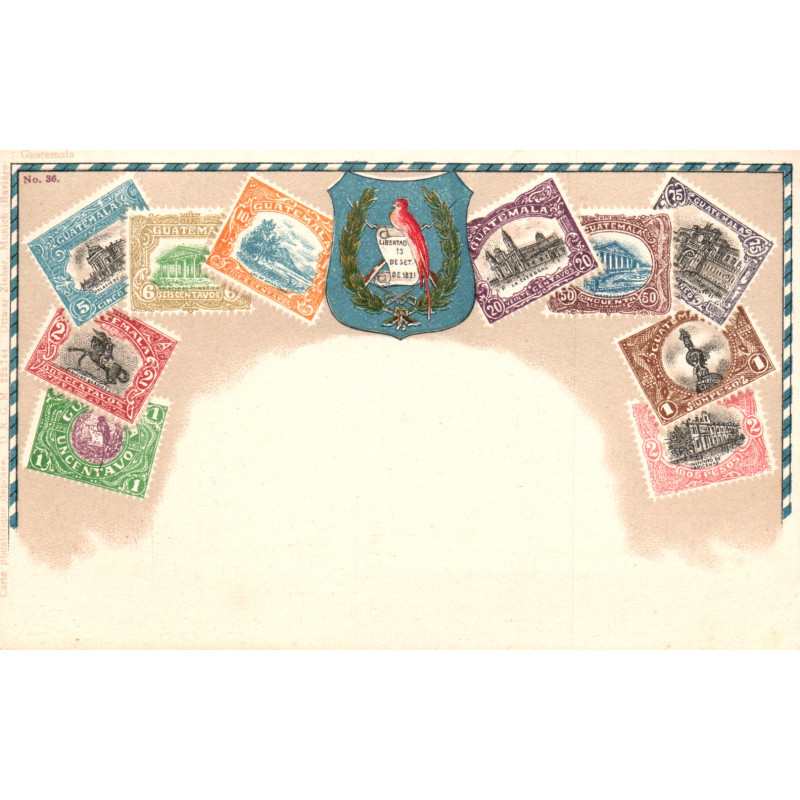 Guatemala. Frimærkepostkort/Stamp postcard, Ottmar Zieher, ubrugt