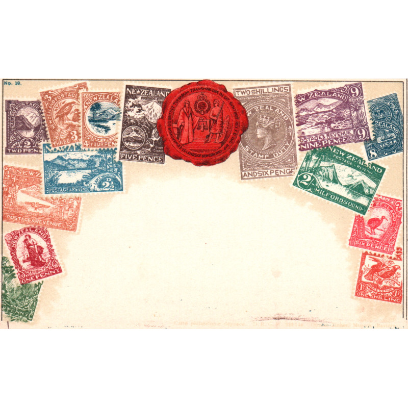 New Zealand. Frimærkepostkort/Stamp postcard, Ottmar Zieher, ubrugt