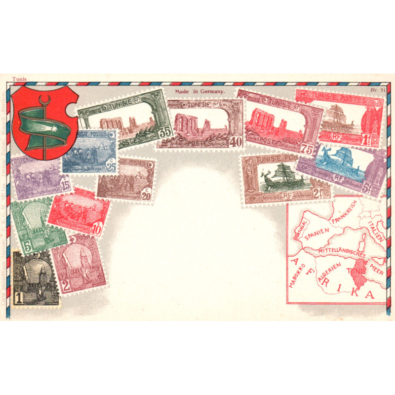 Tunise. Frimærkepostkort/Stamp postcard, Ottmar Zieher, ubrugt
