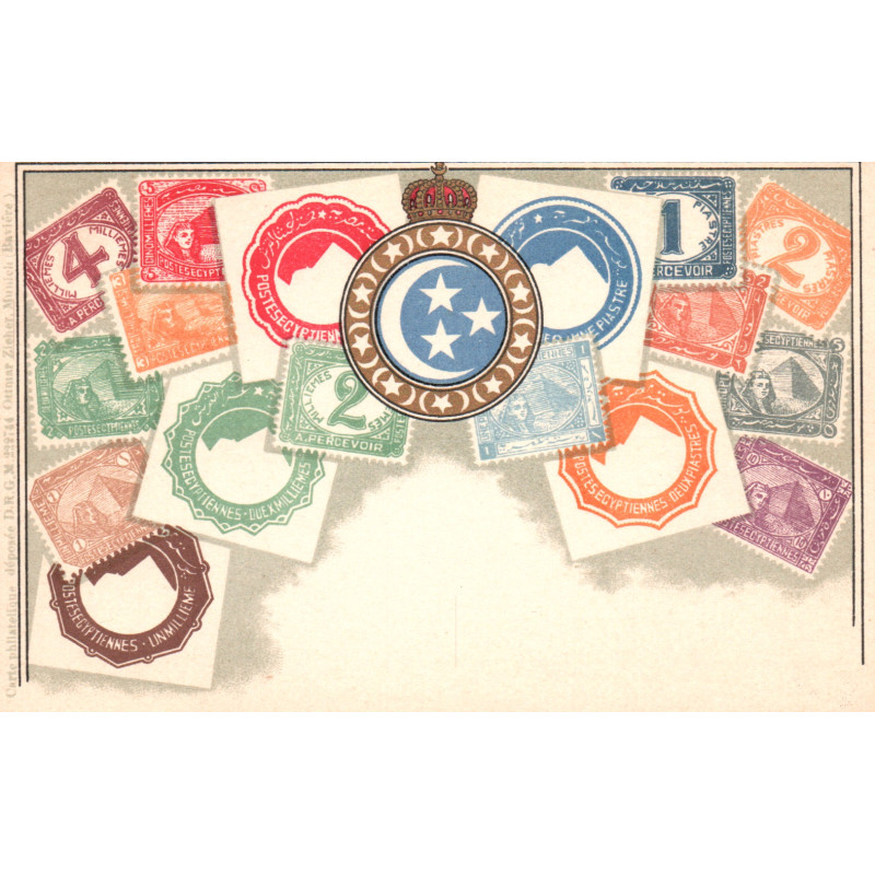 Egypte. Frimærkepostkort/Stamp postcard, Ottmar Zieher, ubrugt
