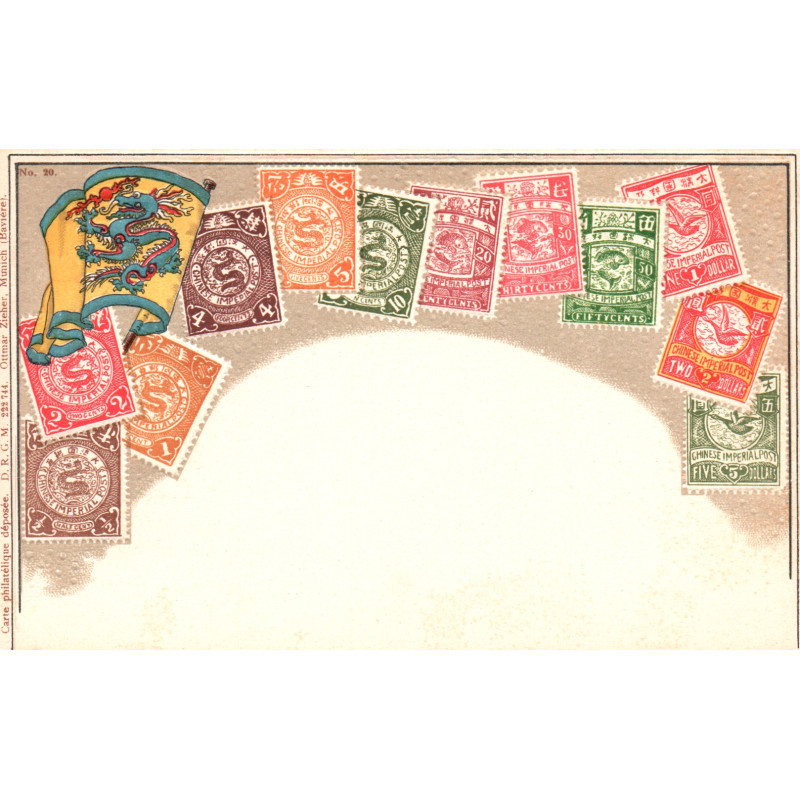 China. Frimærkepostkort/Stamp postcard, Ottmar Zieher, ubrugt
