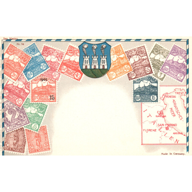 San Marino. Frimærkepostkort/Stamp postcard, Ottmar Zieher, ubrugt
