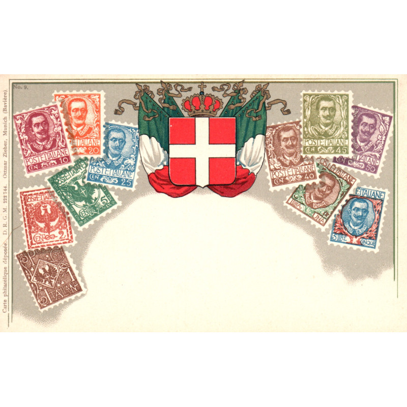 Italy. Frimærkepostkort/Stamp postcard, Ottmar Zieher, ubrugt