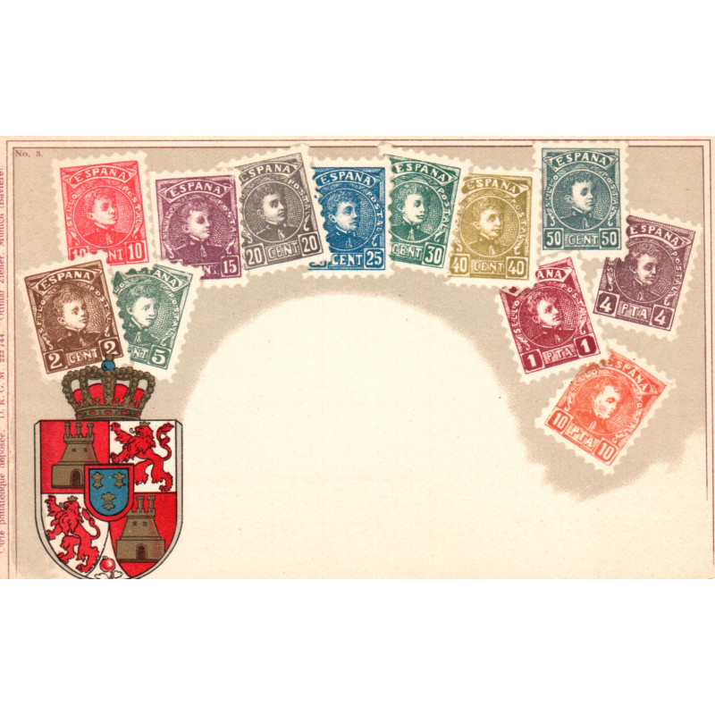 Spain. Frimærkepostkort/Stamp postcard, Ottmar Zieher, ubrugt