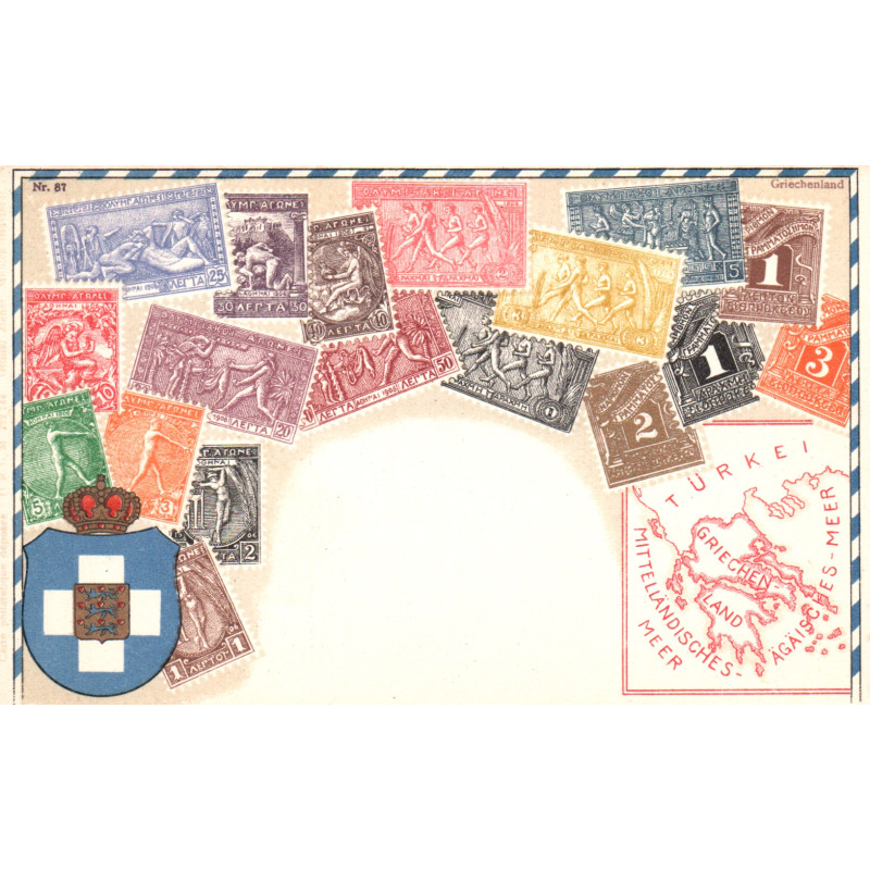 Greece. Frimærkepostkort/Stamp postcard, Ottmar Zieher, ubrugt