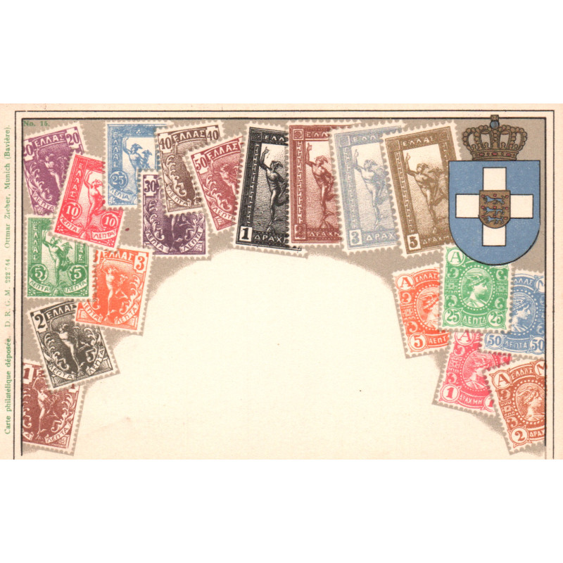 Greece. Frimærkepostkort/Stamp postcard, Ottmar Zieher, ubrugt