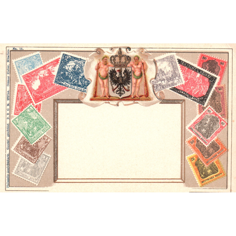 Deutsches Reich. Frimærkepostkort/Stamp postcard, Ottmar Zieher, ubrugt