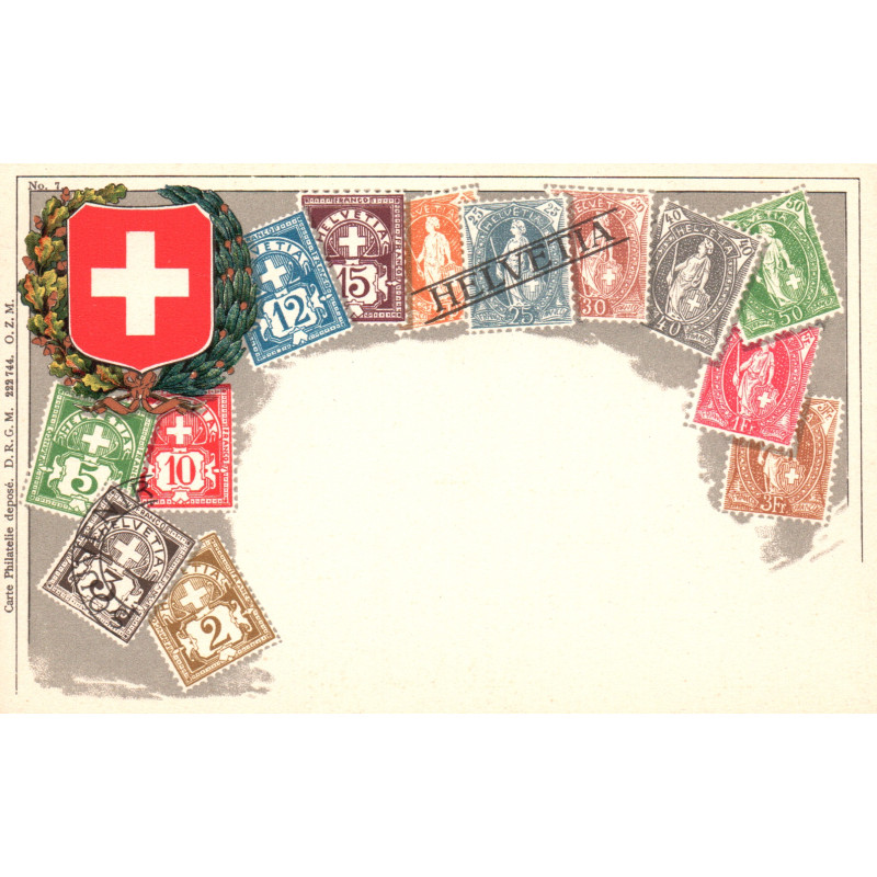 Schweiz. Frimærkepostkort/Stamp postcard, Ottmar Zieher, ubrugt