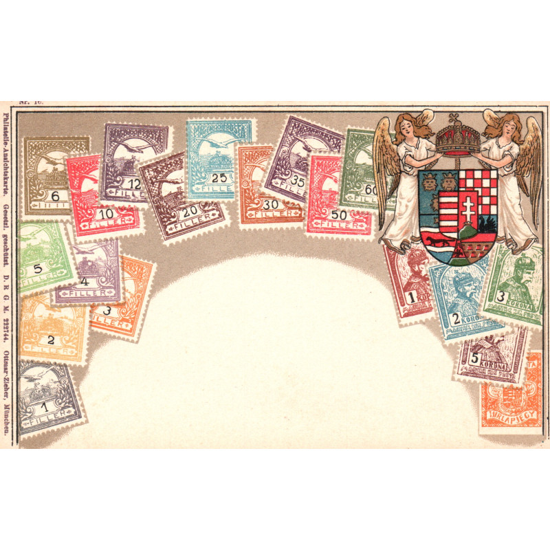 Hungary. Frimærkepostkort/Stamp postcard, Ottmar Zieher, ubrugt