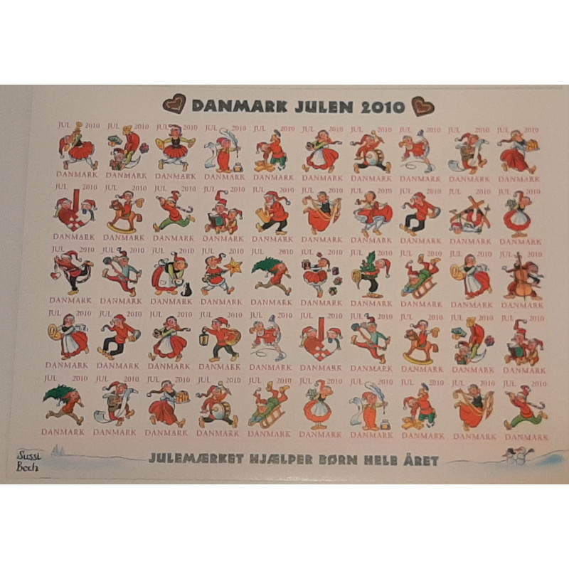 Danmark julemærke 2010 i helark ufoldet