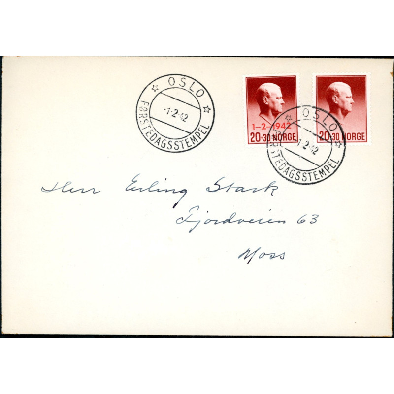 Norge. 1942. Quisling AFA nr 279-80, på  FDC