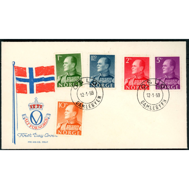 Norge. 1959. Kong Olav V. AFA nr 437-41, på  FDC