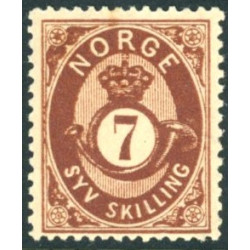 Norge. 1872-75. 7 Sk. Mørkbrun, AFA nr. 21 *. stemplet postfrisk