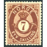 Norge. 1872-75. 7 Sk. Mørkbrun, AFA nr. 21 *. stemplet postfrisk