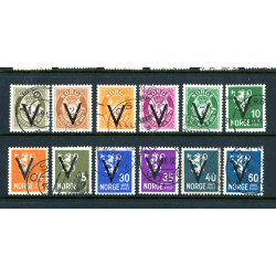 Norge. 1941. V-Mærker MED vandmærke. AFA nr. 232-244 (- 243) **  st. stemplet postfrisk