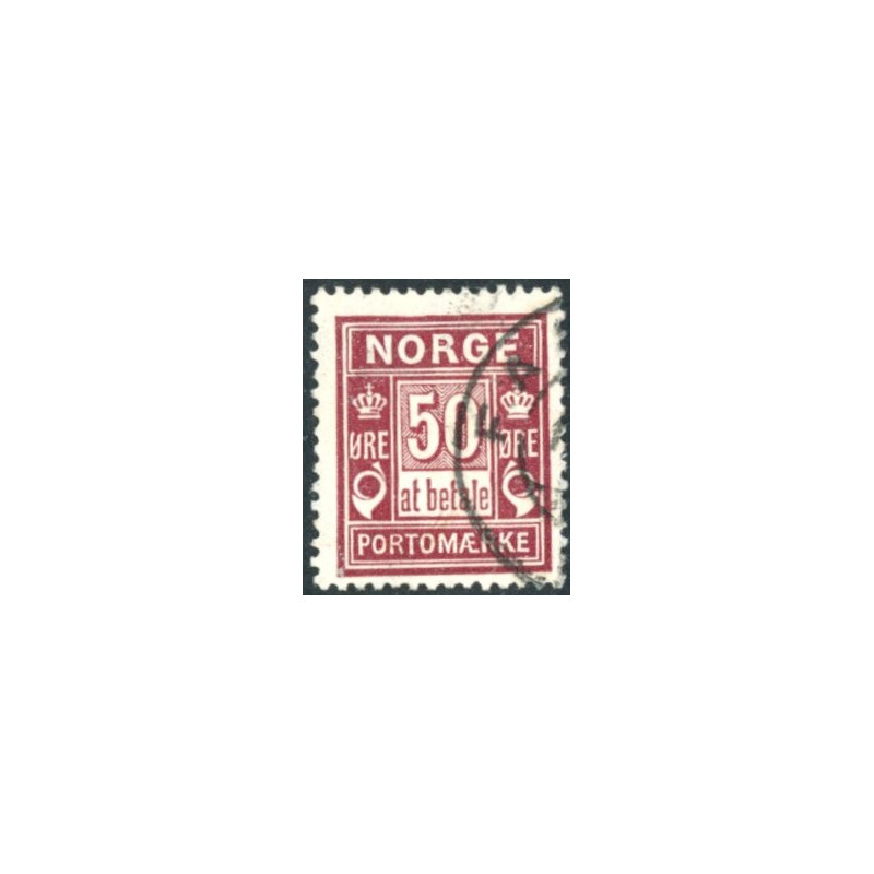 Norge. Portomærke. 1889-93.  50 Øre Lillabrun, AFA nr.  5 **                           (o)