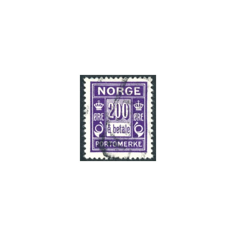 Norge. Portomærke. 1921-24. 200 Øre mørkviolet, AFA nr.  12 **                 (o)