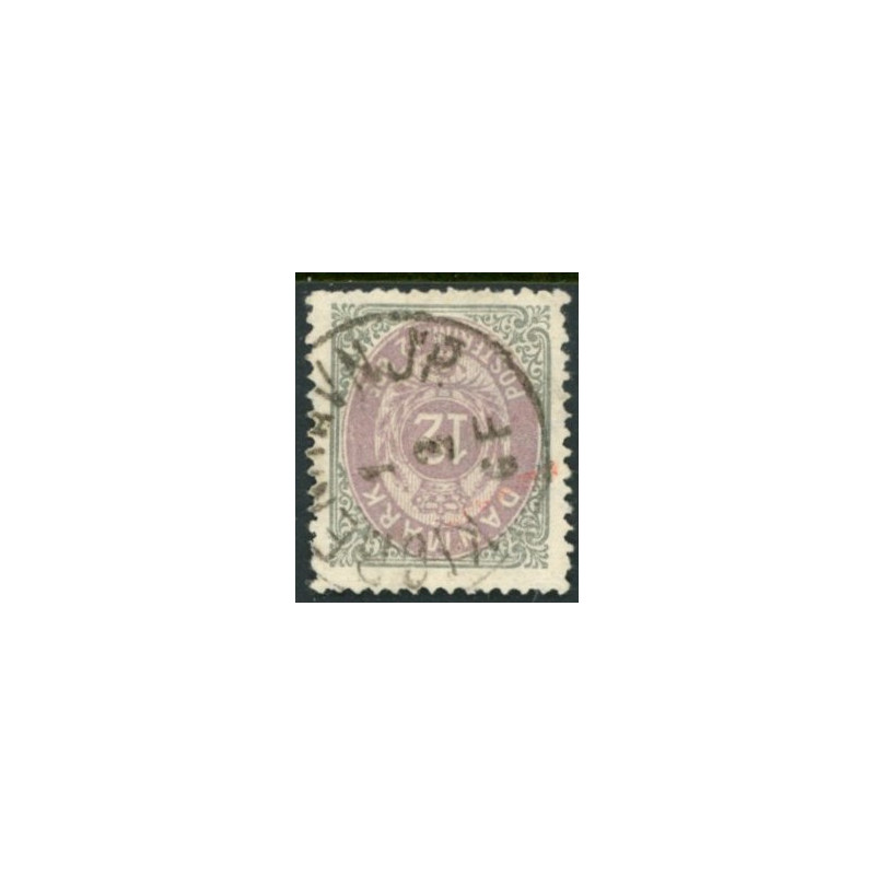 1875. To-farvede 12 øre AFA nr. 26, OMV. VM (o)