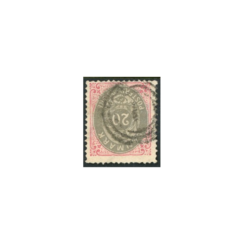 1875. To-farvede 20 øre AFA nr. 28, OMV. VM (o)