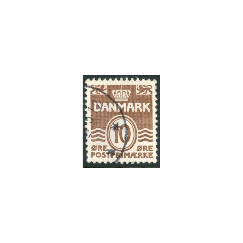 1937. Bølgelinie 10 øre AFA nr. 235x dobbeltpræg (o)