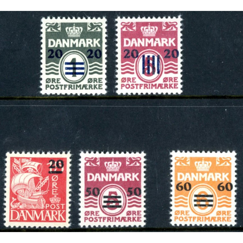 Færøerne 1940-41 Færøprovisorier 1 oplag AFA 2A-6A postfrisk