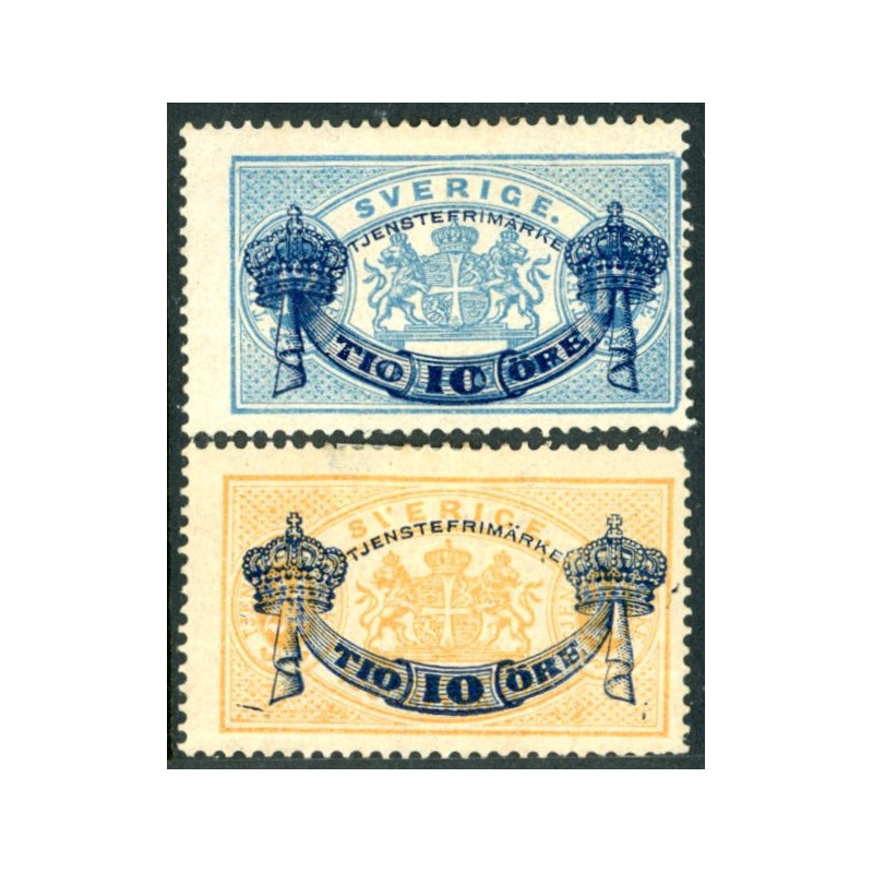 Sverige. Tjeneste 1889. Provisorier, AFA nr 12-13 *     **, (o)