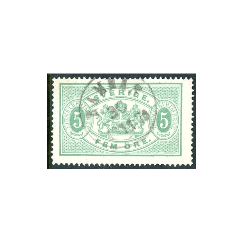 Sverige. Tjenste 1874. 5 Øre Grøn, AFA nr 3 *, **, (o)
