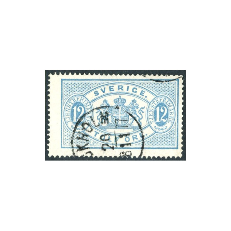 Sverige. Tjenste 1874. 12 Øre blå, AFA nr 6 *            , **, (o)