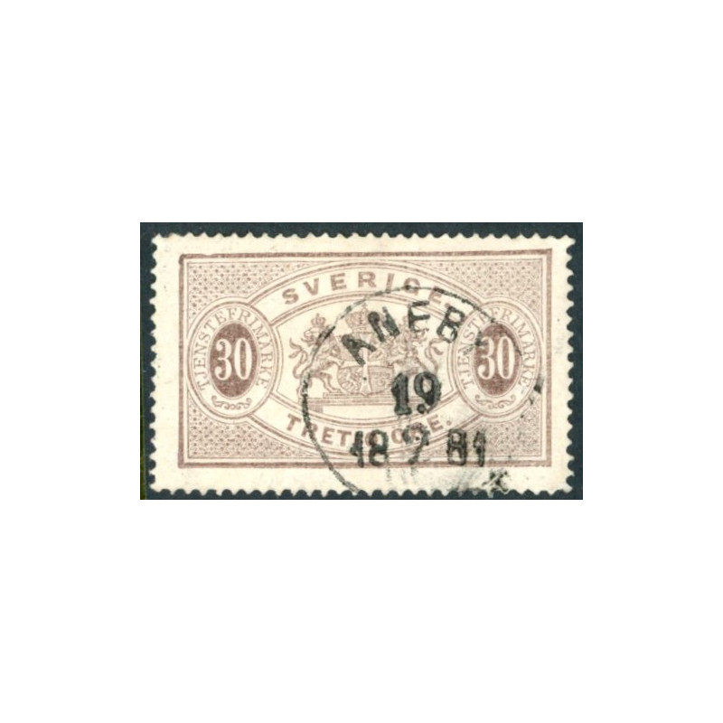 Sverige. Tjenste 1874. 30 Øre brun, AFA nr 9 *          , **, (o)