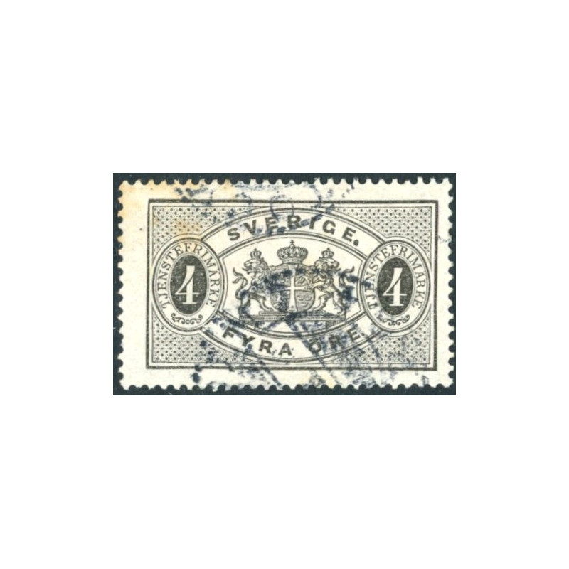 Sverige. Tjeneste 1881-85. 4 Øre sort, AFA nr 2Ba *             **, (o)