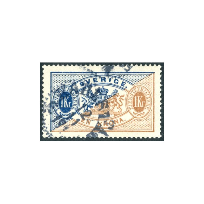 Sverige. Tjeneste 1881-85. 1 kr. blå/brun, AFA nr 11B *     **, (o)