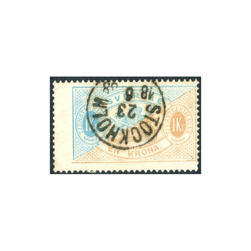 Sverige. Tjeneste 1881-85. 1 kr. lysblå/brun, AFA nr 11Ba *     **, (o)