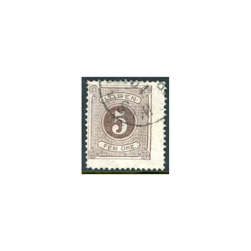Sverige. Portomærke. 1877. 5 Øre, AFA nr 3 *  stemplet
