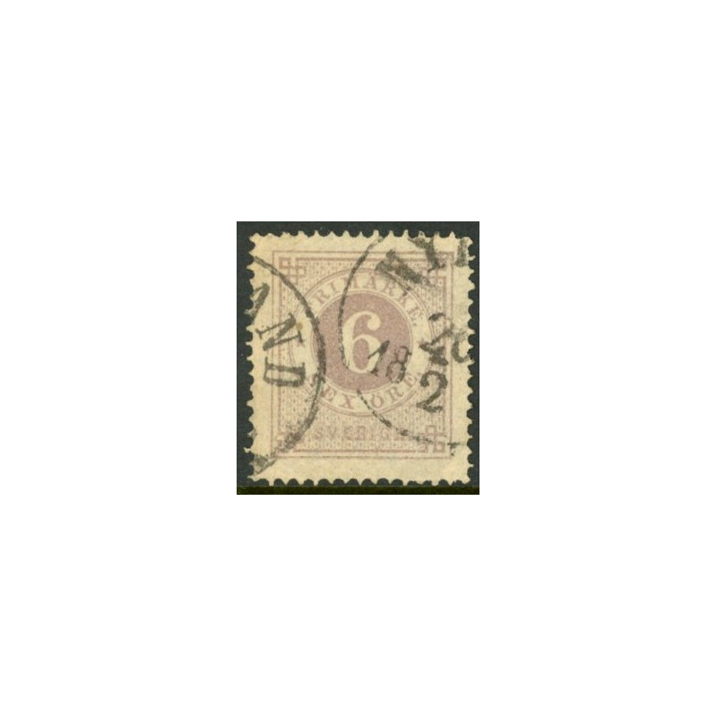 Sverige. 1872. Ringtype 6 Øre. Olivgrå. AFA nr. 20d **, postfrisk stemplet FDC st,
