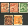 Sverige. 1921. Båndmærker, 5 Øre-1 kr. u. vm. AFA nr. 141-44 st. (5) **   postfrisk stemplet FDC st,
