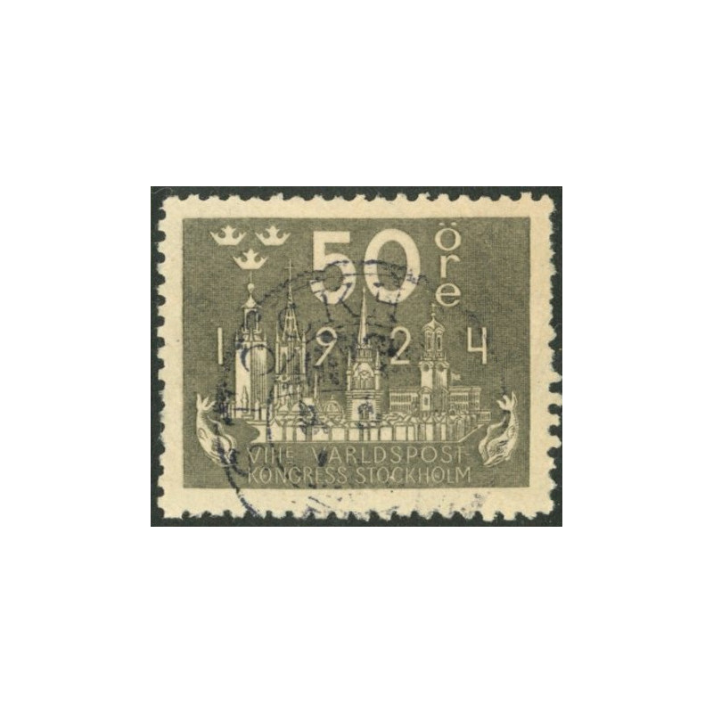Sverige. 1924. Verdenspostkongres, 50 Øre, AFA nr. 168 **   postfrisk stemplet FDC st,