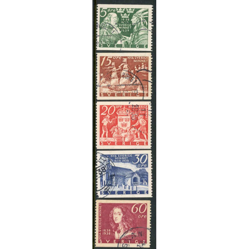 Sverige. 1938, Delaware 5-60 Øre, AFA nr. 250-54 **     postfrisk stemplet FDC st,