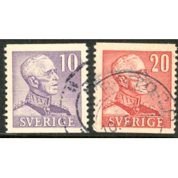Sverige. 1939-40. Kong Gustav V. Ny gravering, 10-20 Øre. AFA 281-82 **   postfrisk stemplet FDC st,