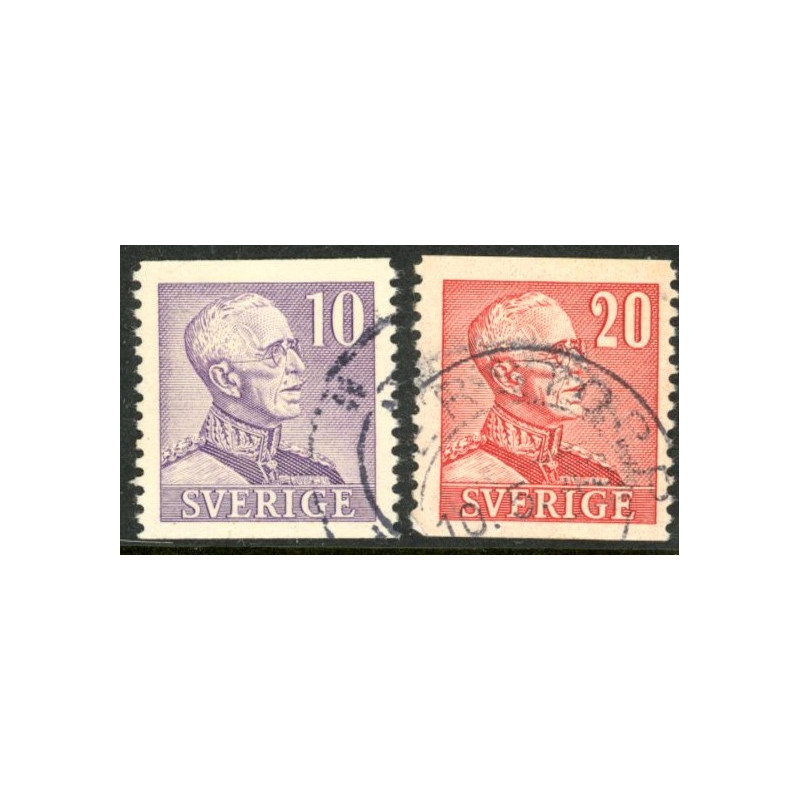 Sverige. 1939-40. Kong Gustav V. Ny gravering, 10-20 Øre. AFA 281-82 **   postfrisk stemplet FDC st,