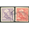 Sverige. 1939-40. Kong Gustav V. Ny gravering, 10-20 Øre. AFA 281-82 **   postfrisk stemplet FDC st,