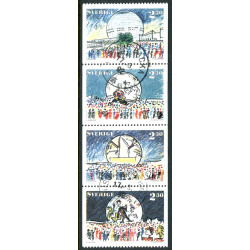 Sverige. 1989. Globen. AFA nr. 1493-96 postfrisk 4 stribe Stemplet hæfte FDC parstykkke SWEDEN **/o