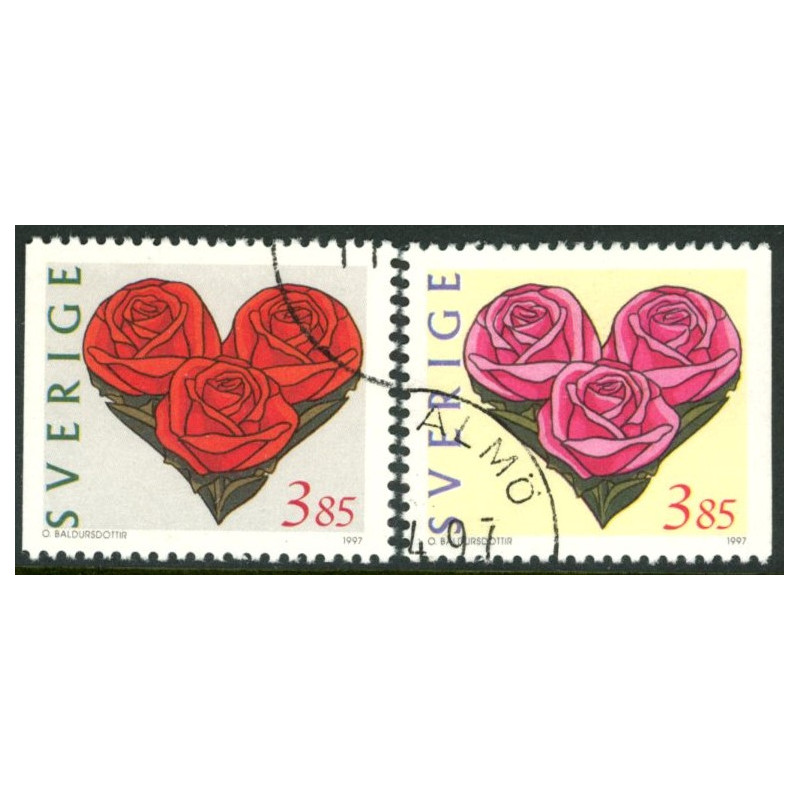 Sverige 1997. Valentins dag. AFA 1910-11 postfrisk stemplet  hæfte FDC