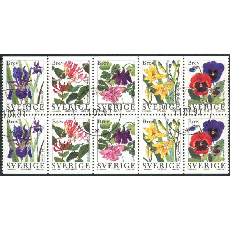 Sverige 1997. Havens blomster. AFA 1924-28 postfrisk stemplet  hæfte FDC