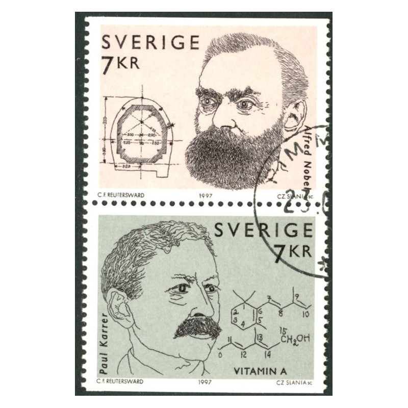 Sverige 1997. Nobel-prisen 1997. AFA nr. 1953-54 postfrisk stemplet  hæfte FDC