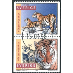 Sverige 1998. Tigre. AFA nr. 1960-61 postfrisk stemplet  hæfte FDC parstykkke