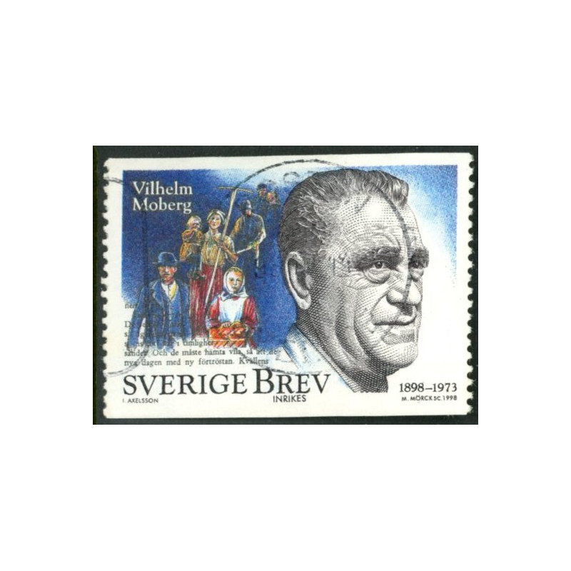 Sverige 1998. Vilhelm Moberg. AFA nr. 1998 postfrisk stemplet  hæfte FDC parstykkke