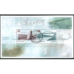 Sverige 2005. 100 året for unionen mellem Sverige og Norge  AFA nr. 2415, postfrisk  miniark stemplet FDC