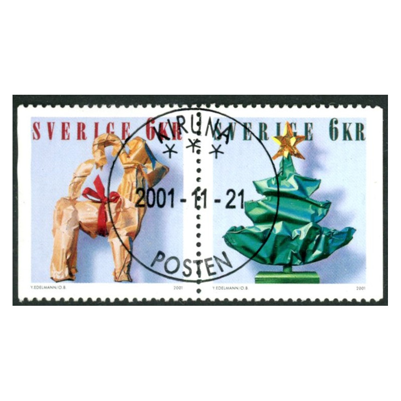 Sverige 2001. Julefrimærke. AFA 2186-87, postfrisk  stemplet  hæfte FDC parstykkke