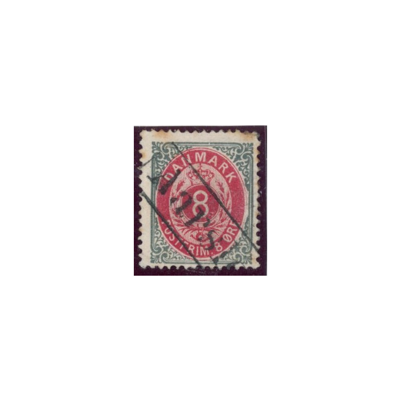 Aarslev. 8 Øre med rammestempel Aarslev