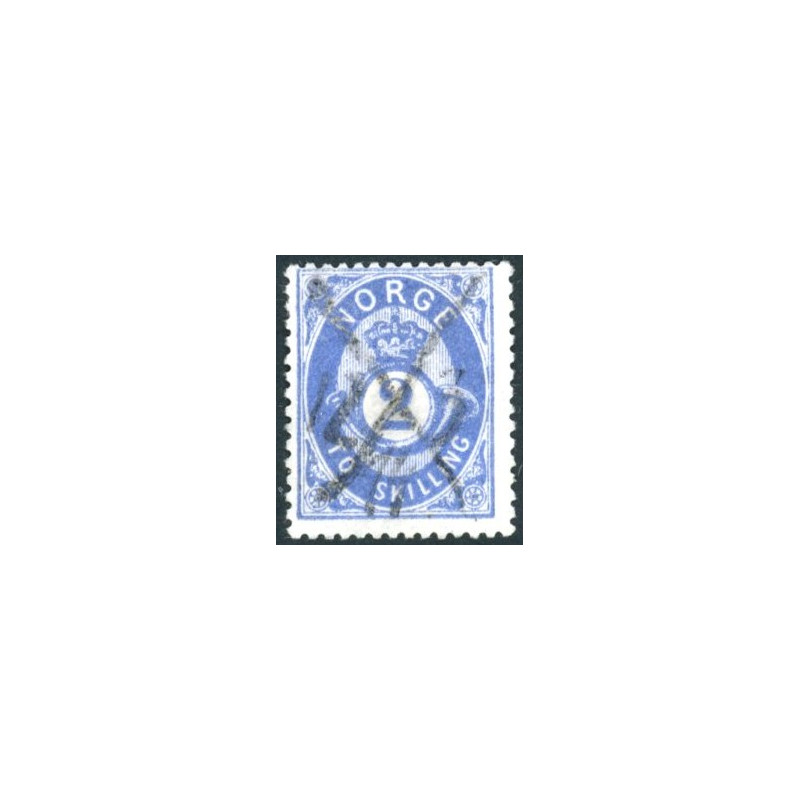Norge. 1872-75. 2 sk. Ultramarin AFA nr. 17 med blækannullering 12/3/74